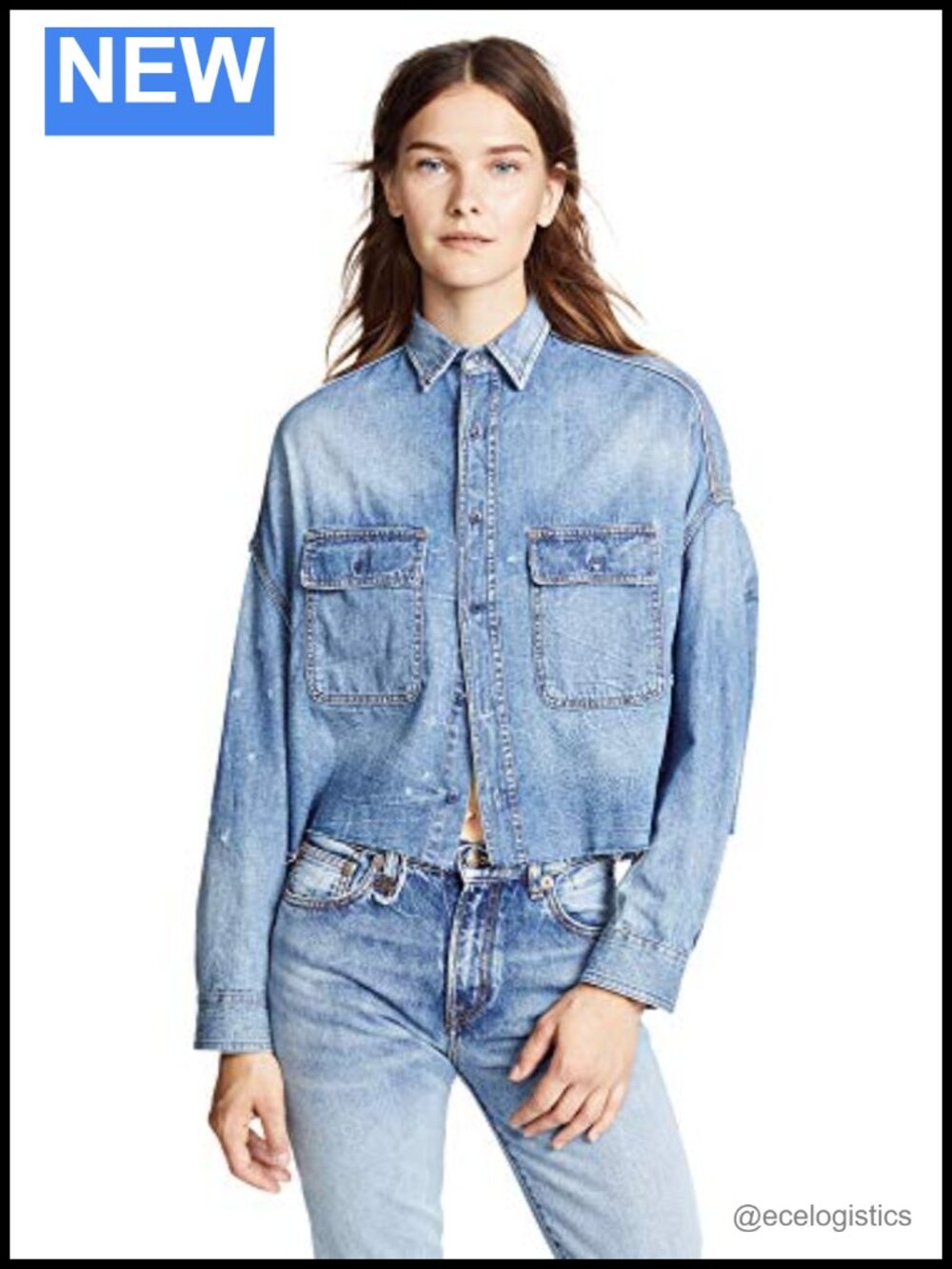 R13 Women's Cropped Denim Shirt